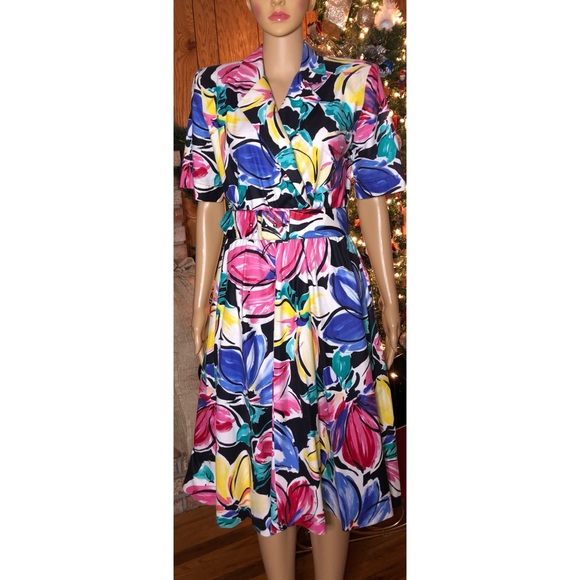 Vintage 80’s Belted Dress - Picture 1 of 15